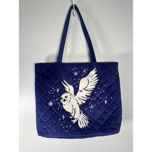 Vera Bradley Harry Potter Hedwig Purple Quilted Velvet Tote Bag Celestial Owl
